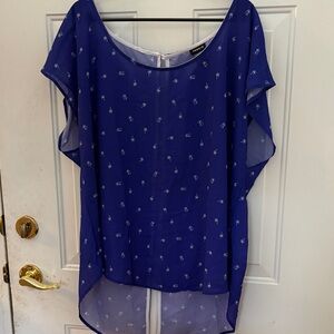 torrid Royal Blue Palm Print Sheer Hi-Low Tunic